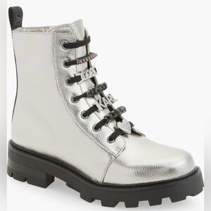 NWT KARL LAGERFELD PARIS Women’s Mela Lug Sole Boot in Pewter